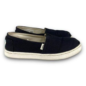 Toms Belmont Canvas Slip On Sneakers 10017392 Low Top Black White Youth 13